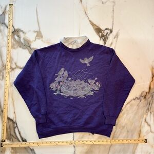Purple Floral Dove Graphic Sweatshirt